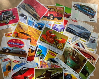 Old wrappers for chewing gum , Turbo Kent , Bombibom, vintage 1990s, bubble gum inserts