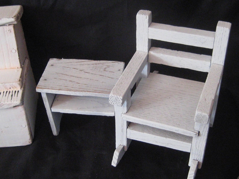 White Wood Doll Furniture Kitchen Table Chair End Table Etsy