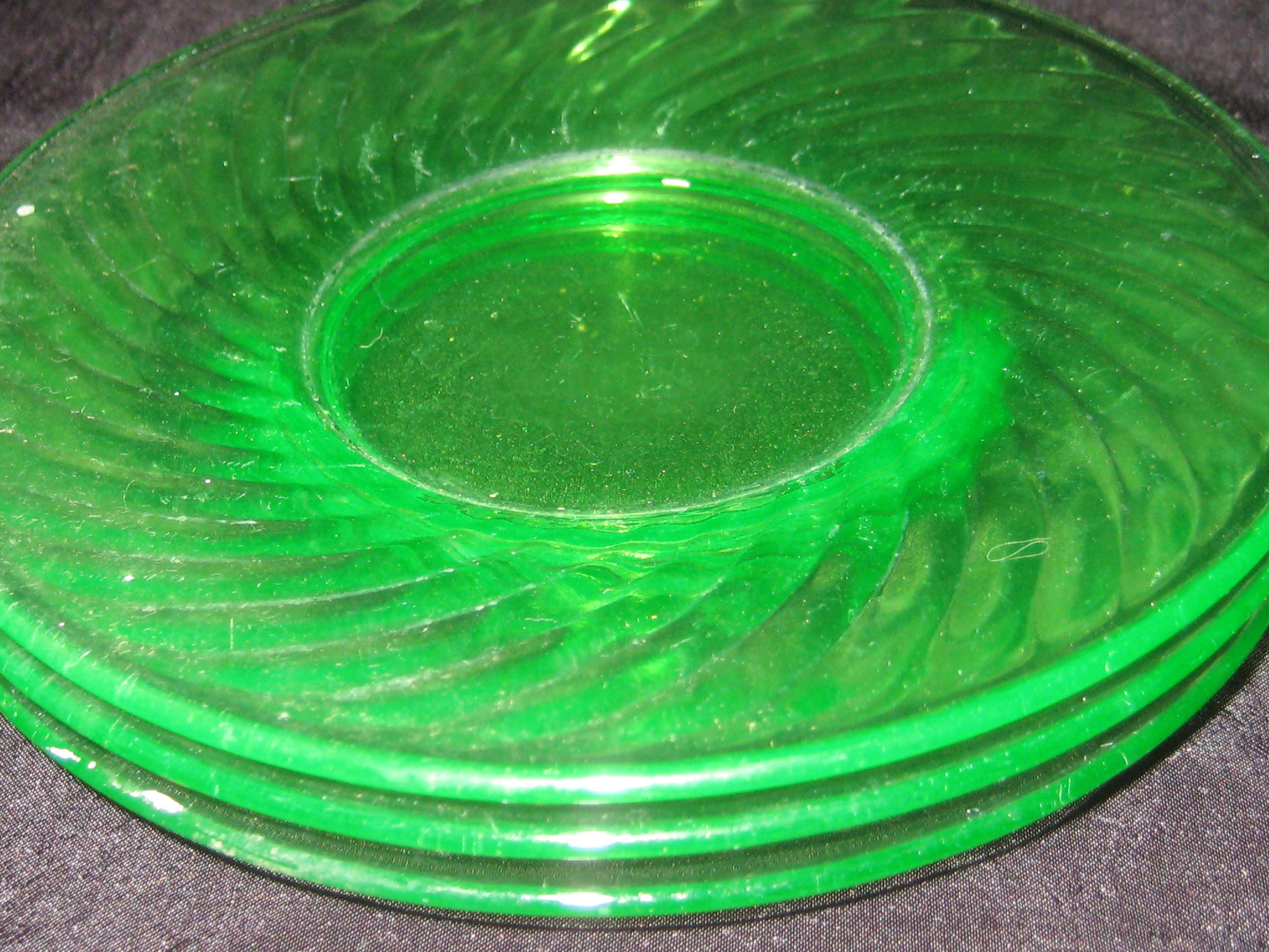 Antique Uranium Glass Plates Saucers Dessert Plates Glowing Etsy Australia