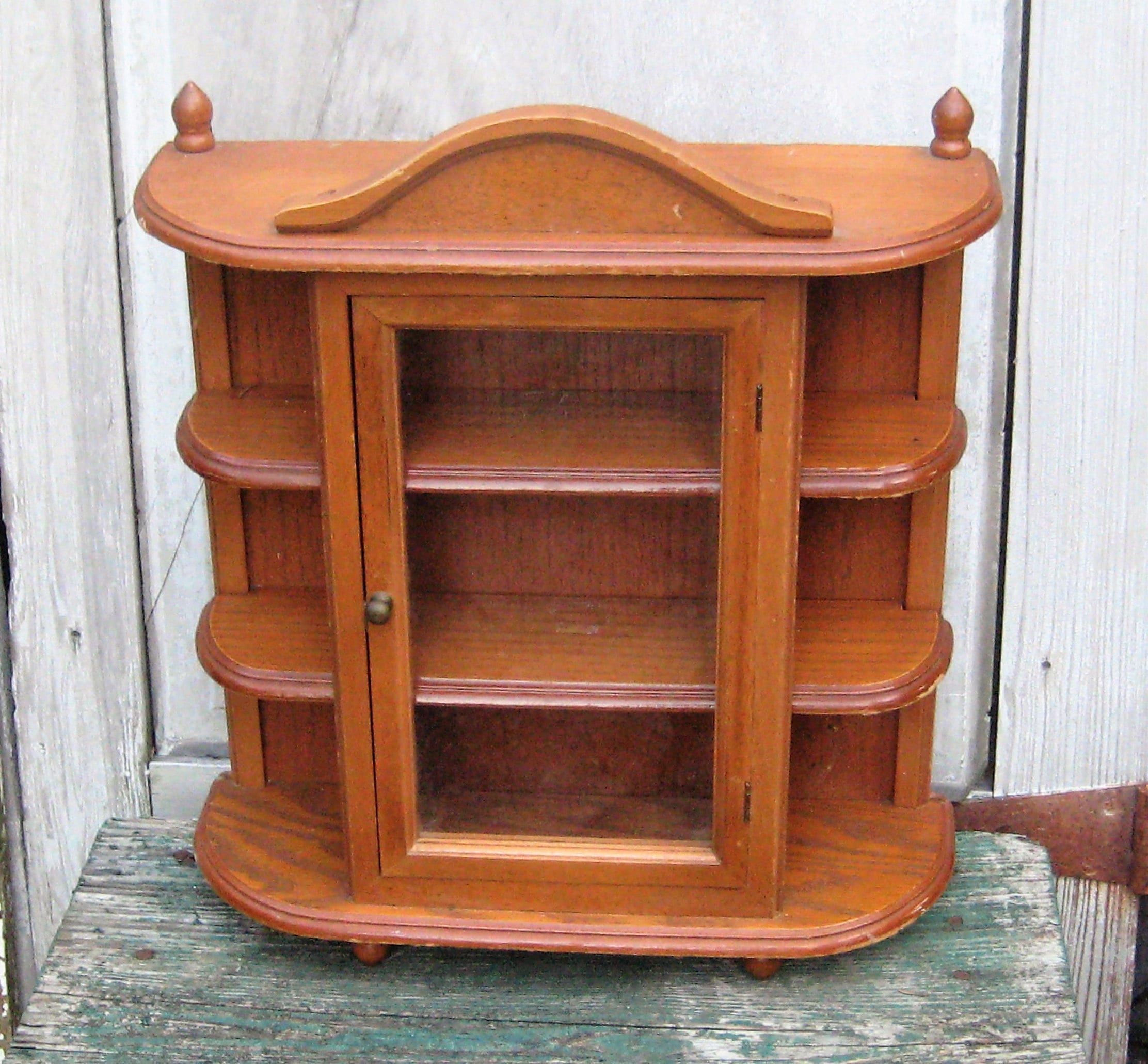 Oak curio cabinet sale with glass doors