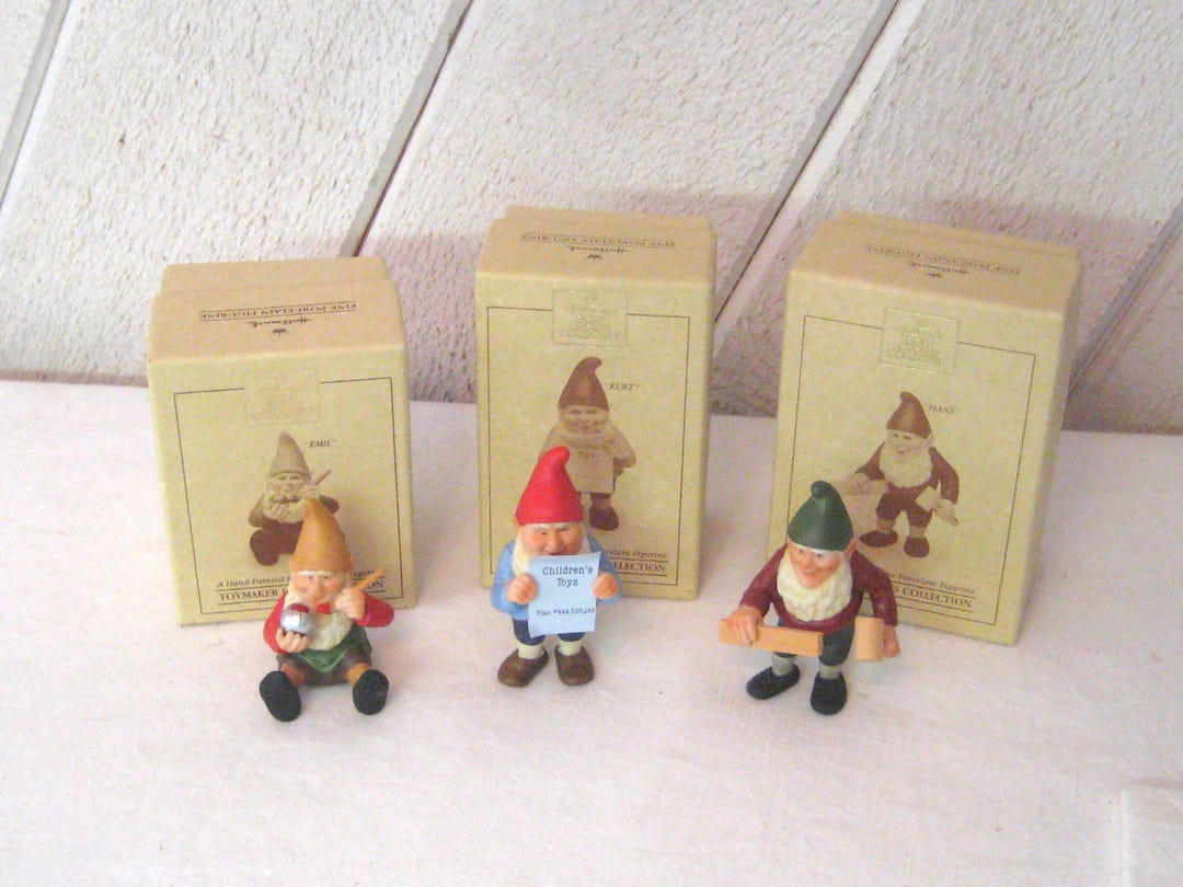 Vintage Porcelain Elf Figurines, Christmas Hallmark Elf Statues, 1980s