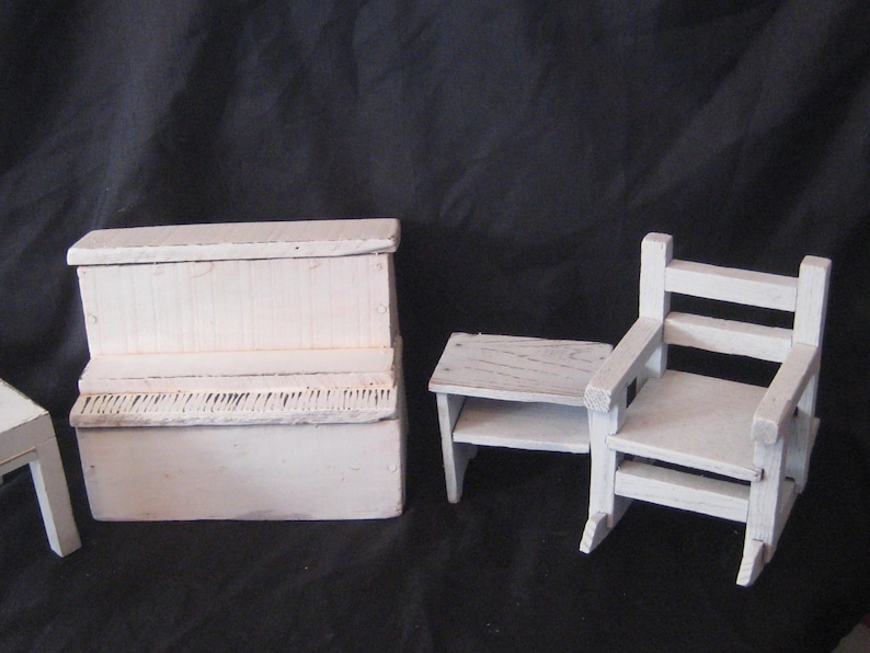 White Wood Doll Furniture Kitchen Table Chair End Table Etsy