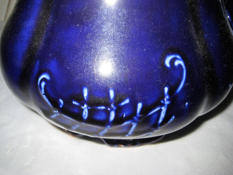 Cobalt blue water pitcher bouquet vase antique dark blue etsy