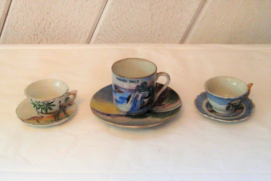 Ceramic Tiny Tea Cups and Saucers Souvenir of Florida and Etsy
