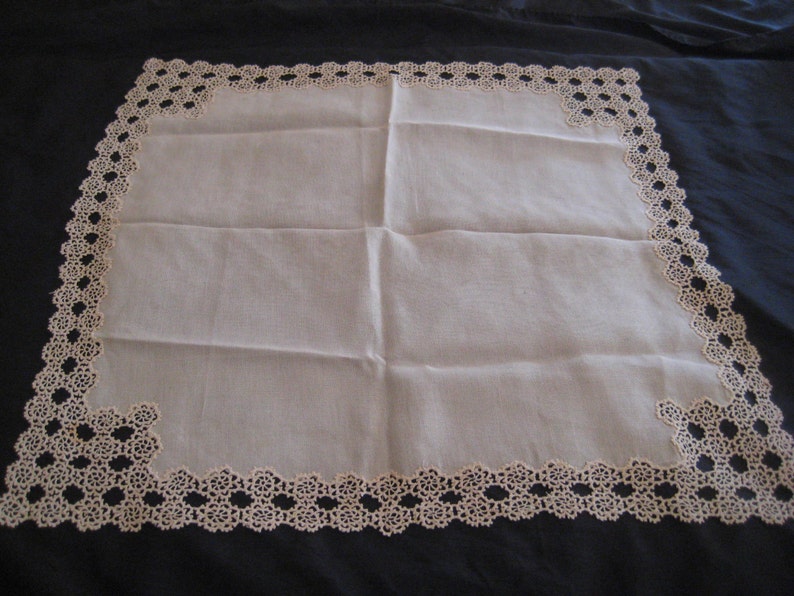 Beige Square Large Doily Tan Small Table Cover Crochet Trim Etsy