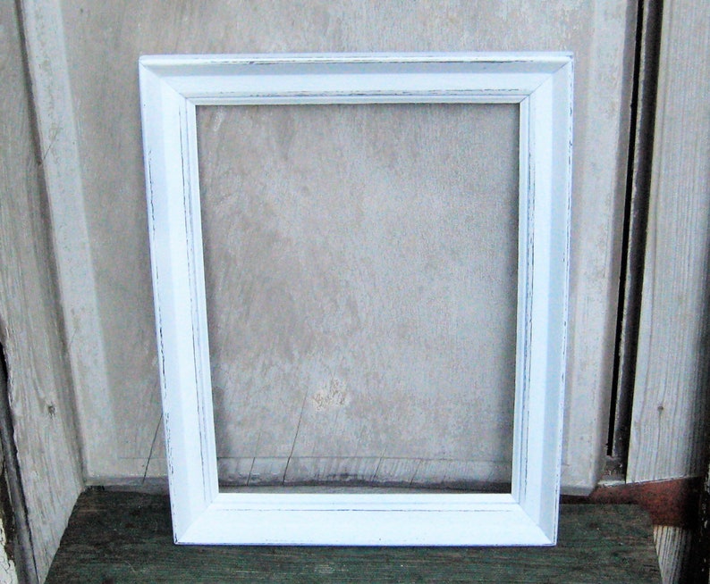 Vintage White Wood Picture Frame 12 X 16 Inches Rustic Etsy