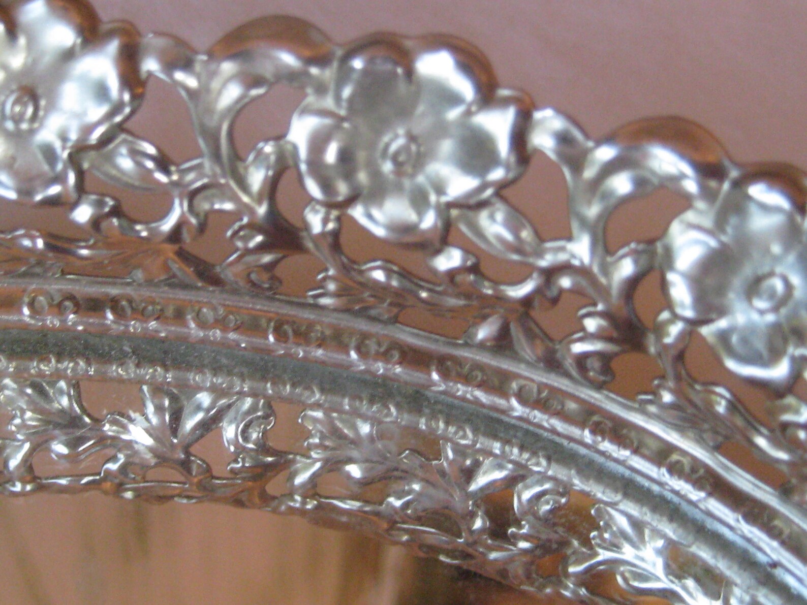 Vintage Oval Mirror Tray Brass Filigree Ornate Tray Vanity Etsy