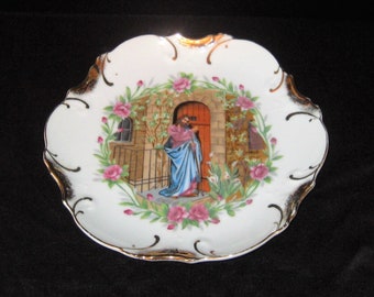 Christ knocking on door hanging plate, Jesus plate, religious home decor, mid century 1950s, scalloped decorative ornate rare unique unusual