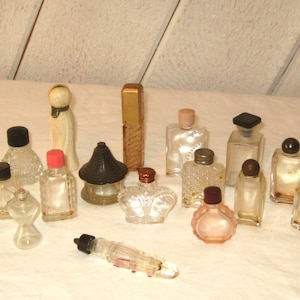 Antique Collection of Tiny Perfume Bottles, Lot of 16 Total, Mid