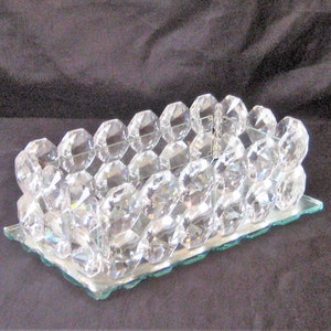 Vintage verzierte Kristall-Spiegelbox, rechteckige Prisma-Glasbox, handgeschliffener abgeschrägter Spiegel, hergestellt in Spanien, 80er 90er Jahre, shabby Cottage chic Bauernhaus