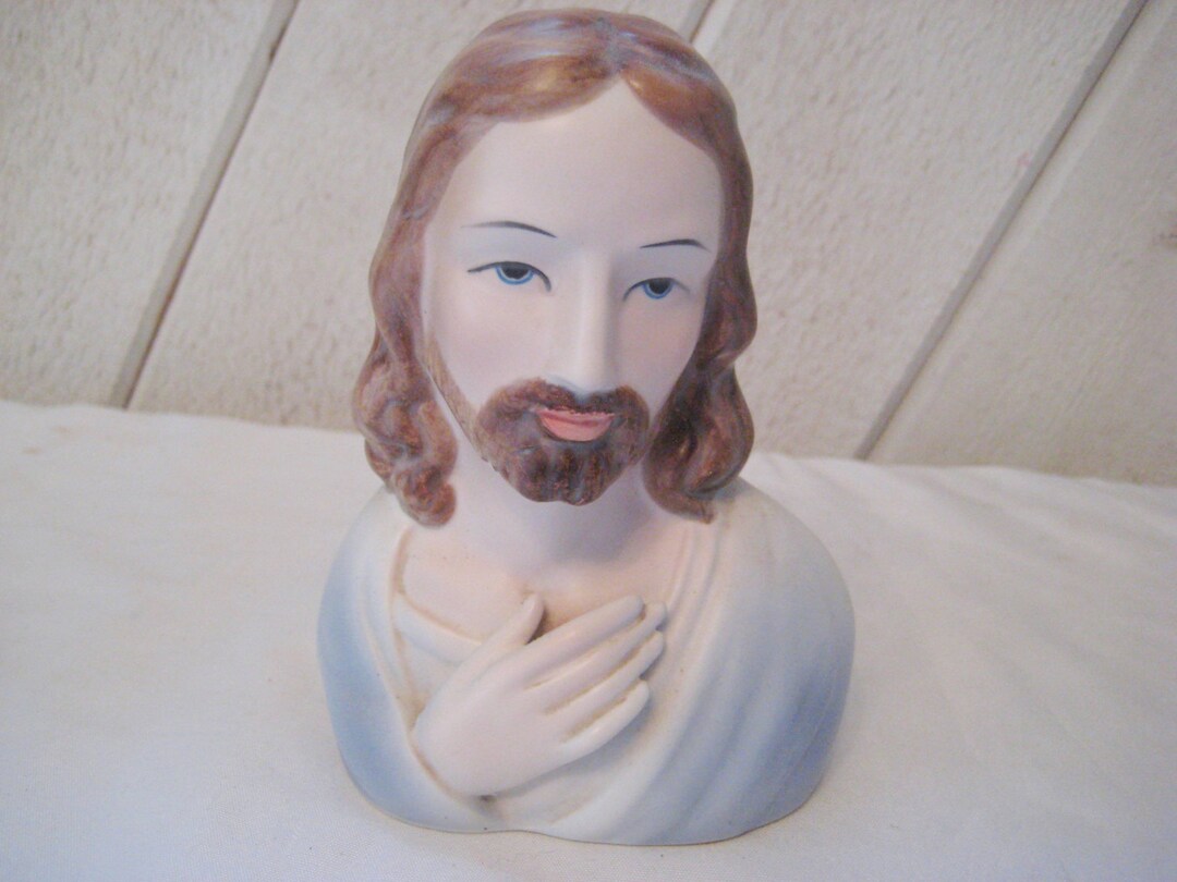 Bust of Jesus Statue Porcelain Jesus Figurine Christ Statue Etsy