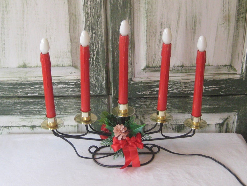 Vintage Electric Candelabra Christmas Window Sill Candle Etsy