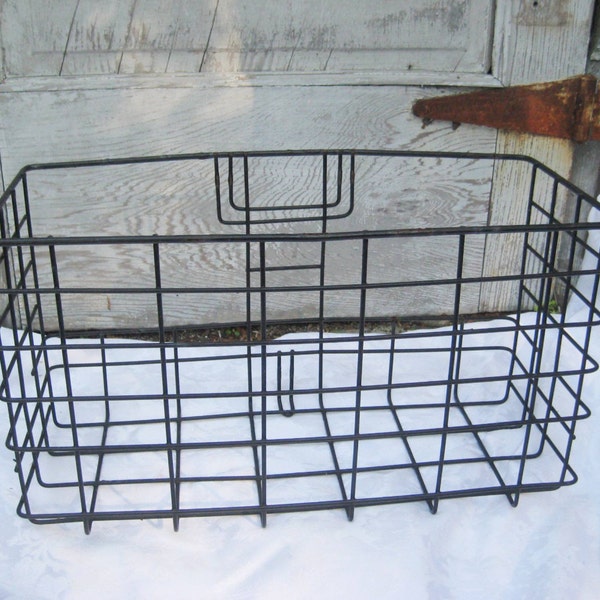 Black Metal wire basket, wall hanging metal wire basket, large industrial storage, shabby chic decor