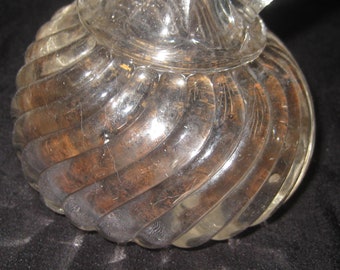 Antique Clear Glass Cruets, Glass Stoppers, Oil Vinegar Jar, Mid