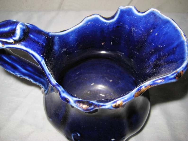 Cobalt blue water pitcher bouquet vase antique dark blue etsy