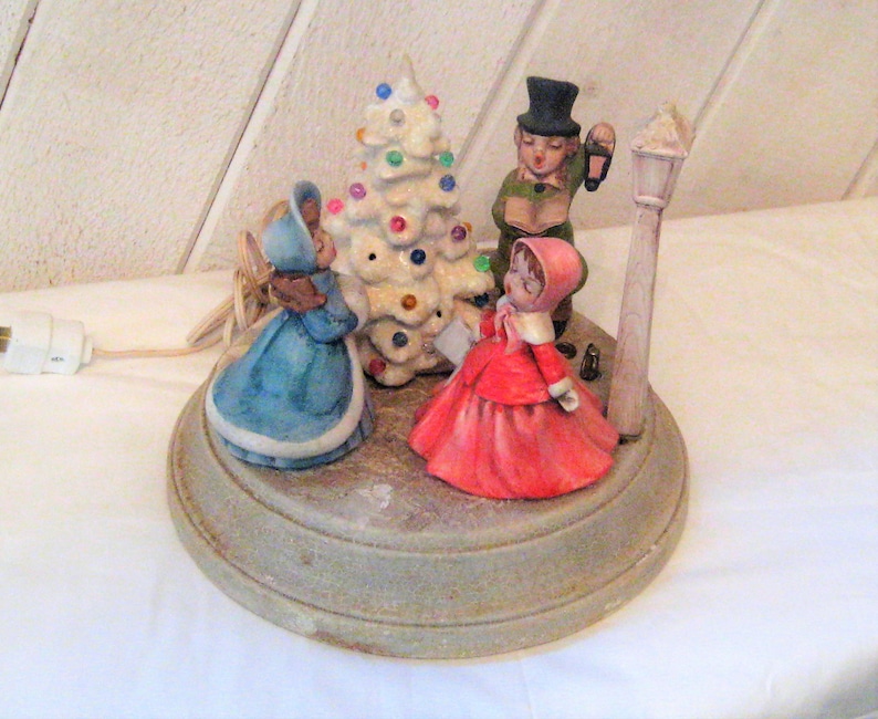 Ceramic Music Box of Christmas Carolers Lighted Christmas Etsy
