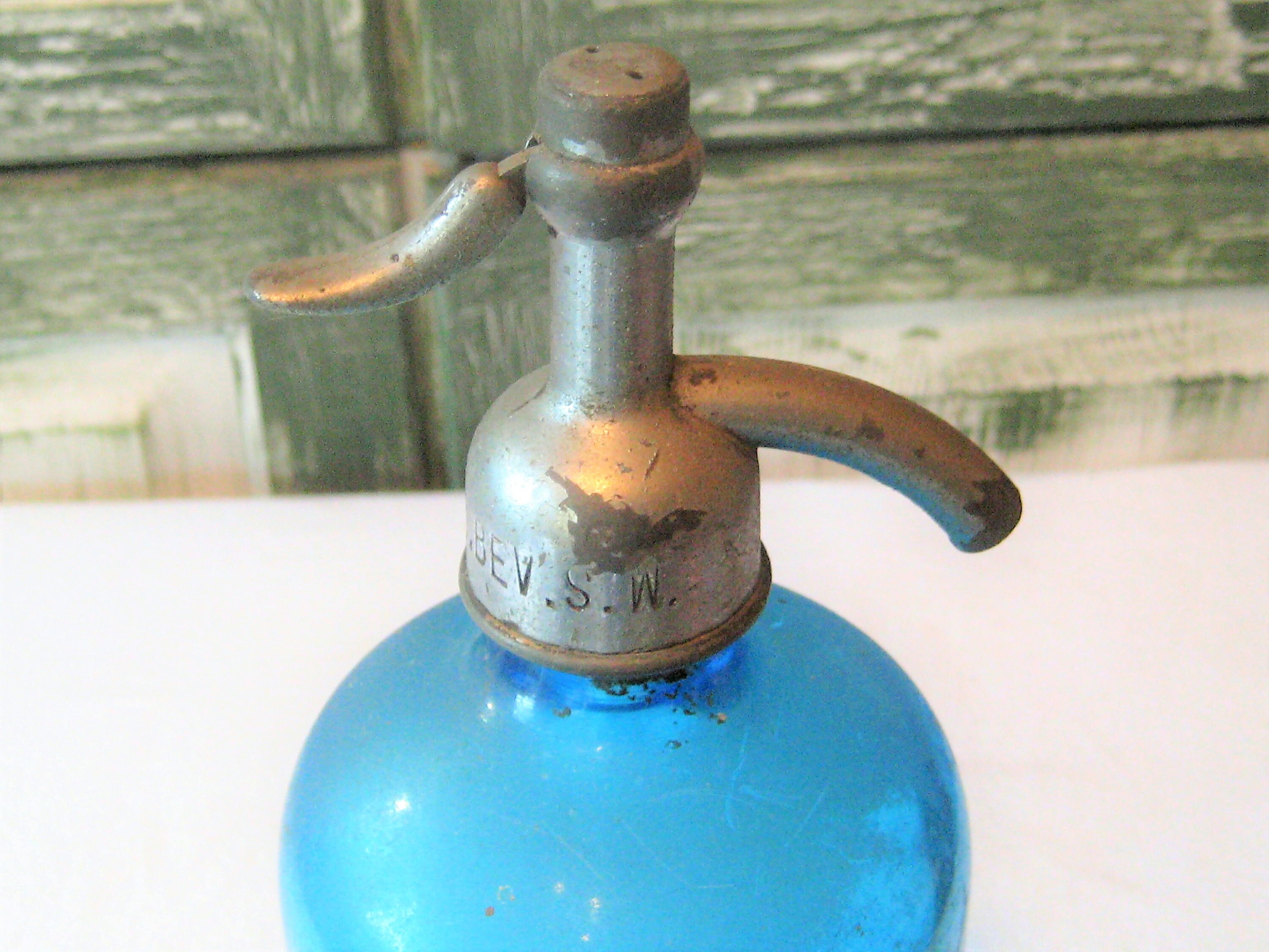 Antique blue glass Seltzer Spritzer bottle turquoise aqua Etsy