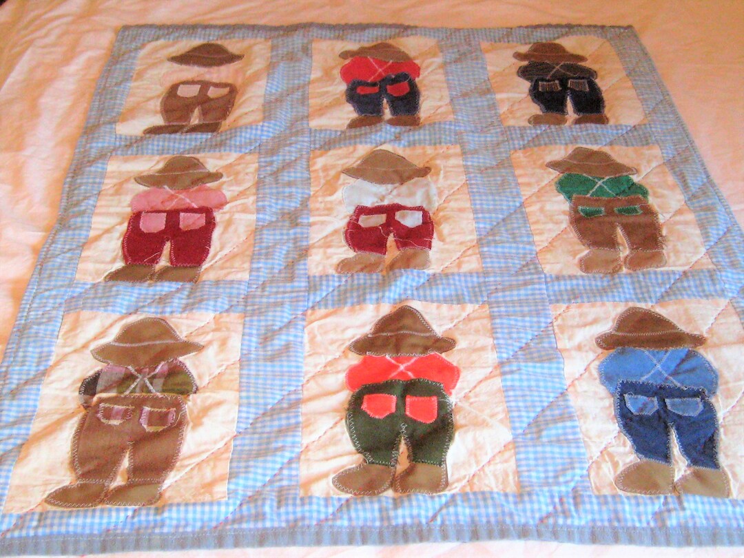 Antique Little Boy Blue Quilt Handmade Hand Stitched Childs Etsy