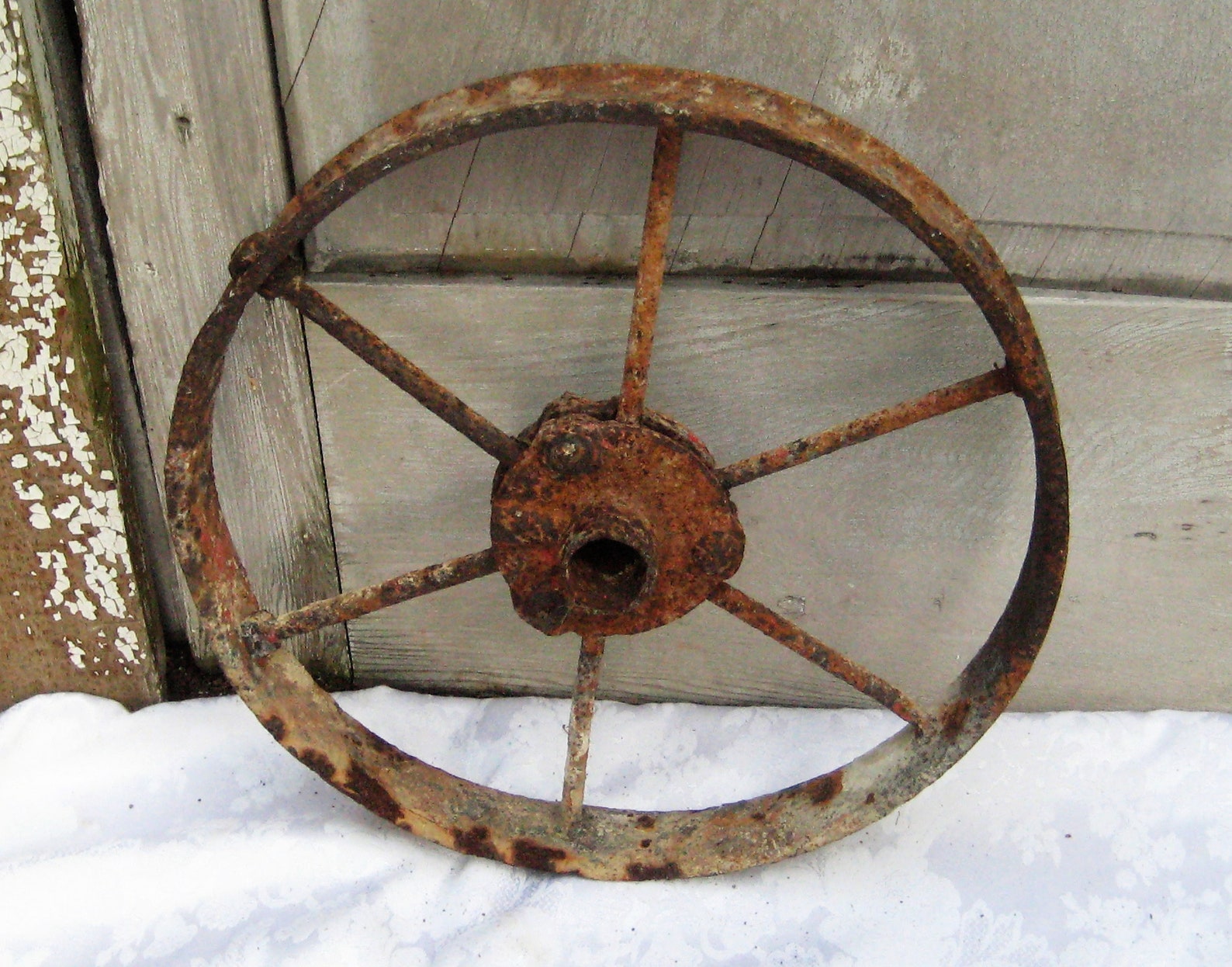 Antique cast iron wheel heavy metal tractor wagon wheel Etsy