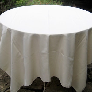 Ivoor rechthoekig tafelkleed, formeel minimalistisch tafelkleed, grote tafel voor 6 tot 8 personen, 60 x 100 inch, jaren 80, polyester katoenmix