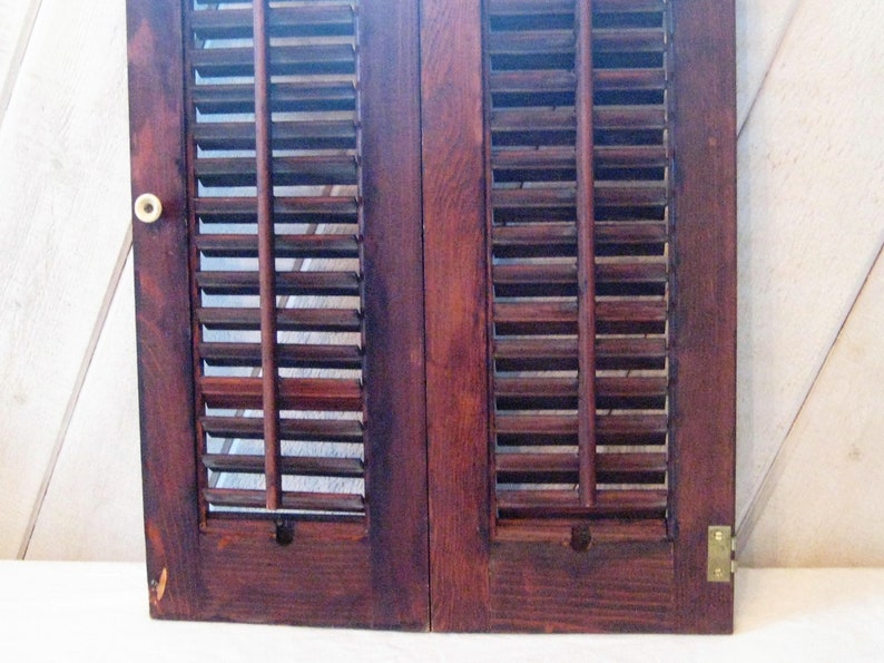 Vintage Wood Louvered Shutters Rustic Distressed Custom Etsy