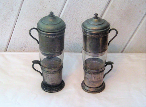 Cafetera de la antigua prensa de café francesa plata vidrio | Etsy México