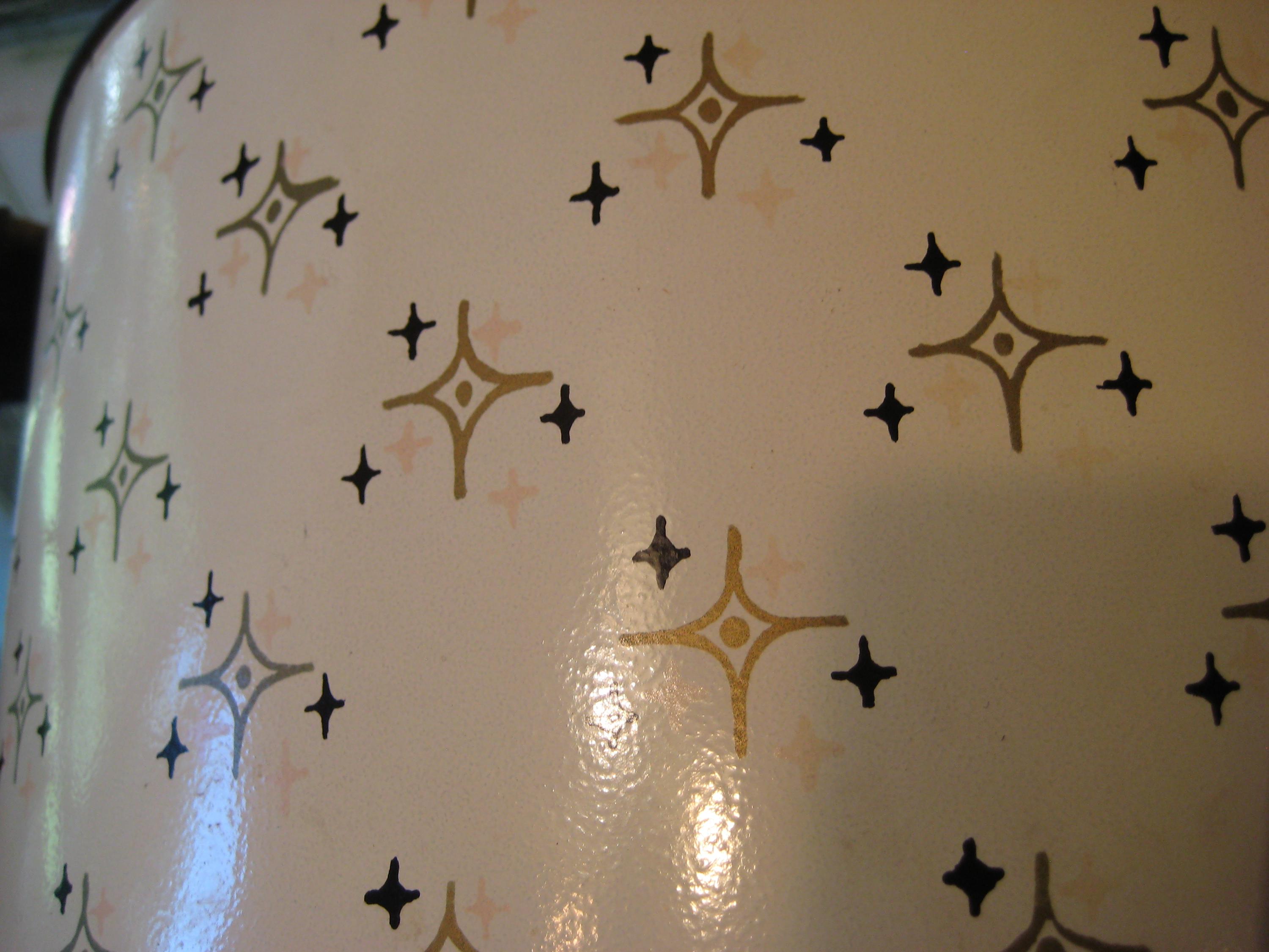 Mcm Star Pattern Antique Metal MCM Cake Pie Carrier, Ivory Beige Star Pattern Pink Black ...