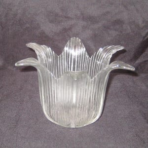 Vintage glass tulip votive candle holder, retired Partylite, tealight holder, decorative ribbed clear glass, 1980s