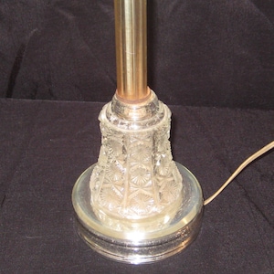 Antique glass table lamp, candlestick bedroom lamp, 40s 50s mid century 12&quot; small bed side lamp office desk lamp chunky base farmhouse decor