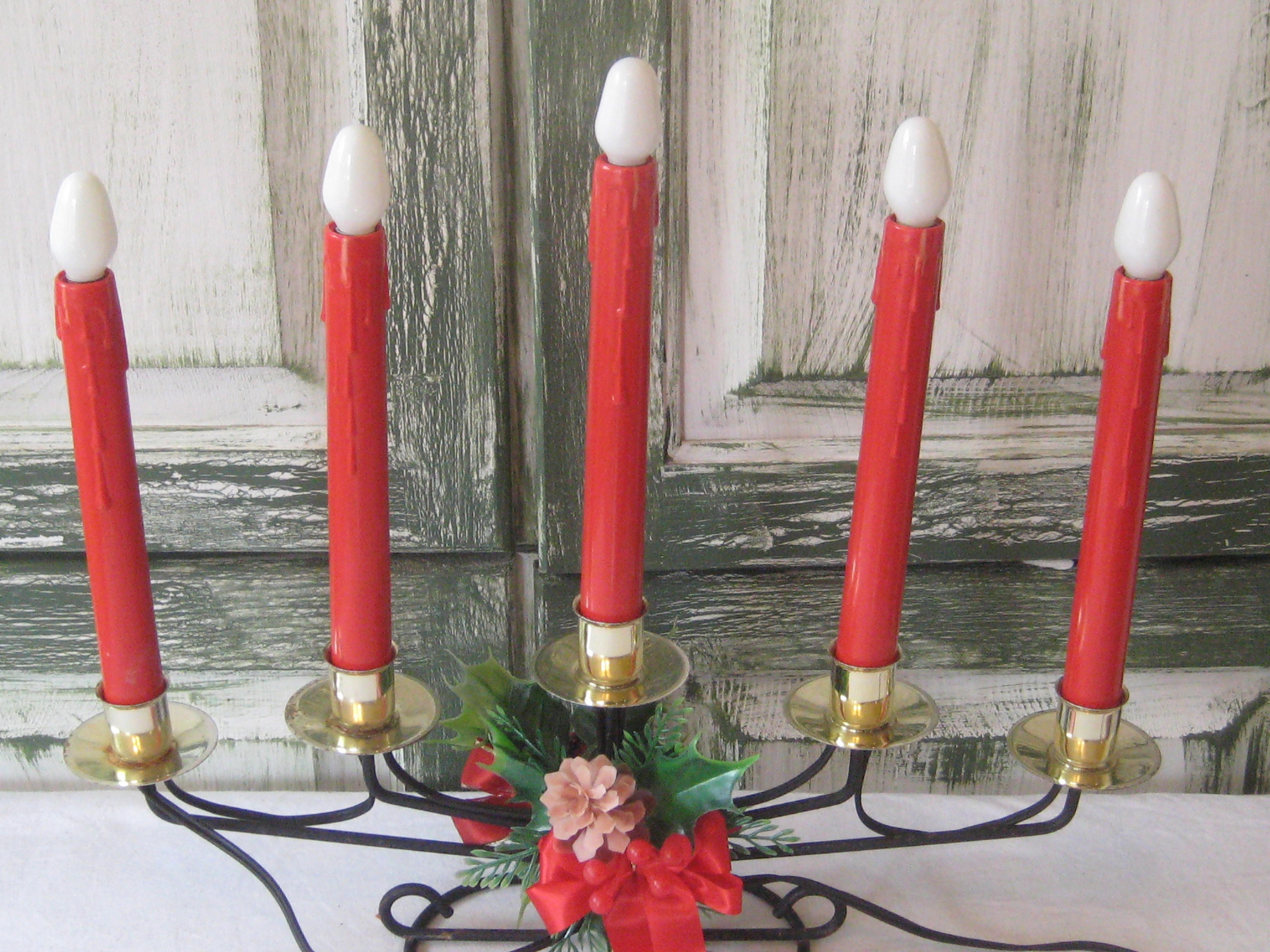 Vintage Electric Candelabra Christmas Window Sill Candle Etsy