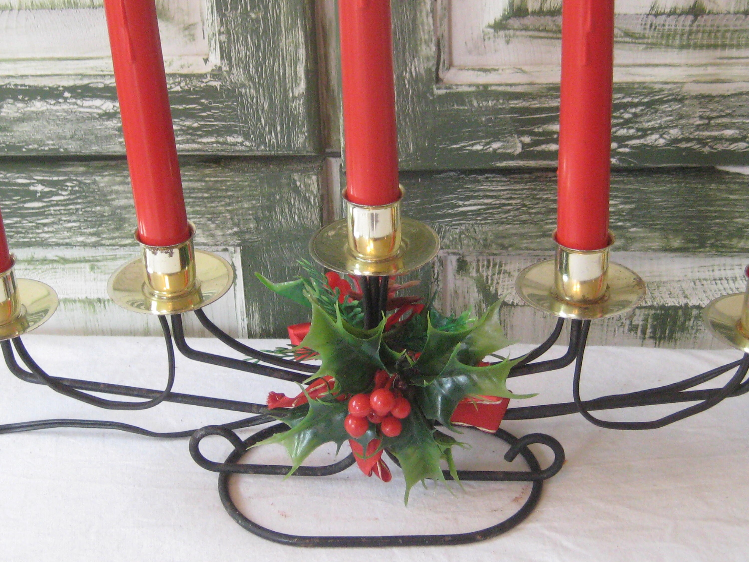 Vintage Electric Candelabra Christmas Window Sill Candle Etsy