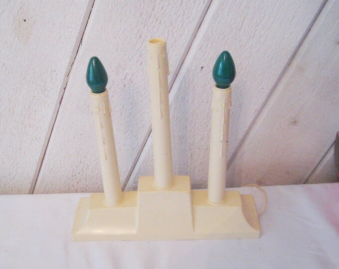 Electric Window Sill Candles Lamp Light, Candelabra, Vintage Christmas Decor, Three Light