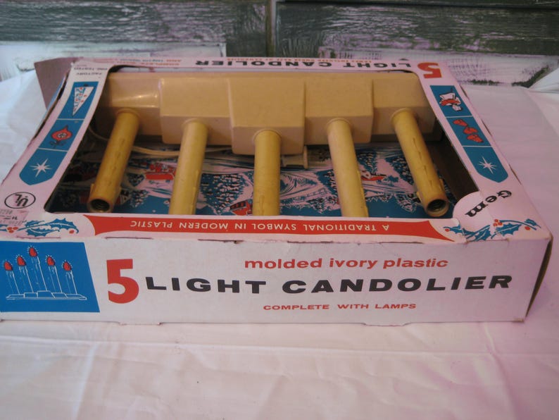 Vintage Candelabra, Electric 5 Window Candles Candolier, Boxed Great ...