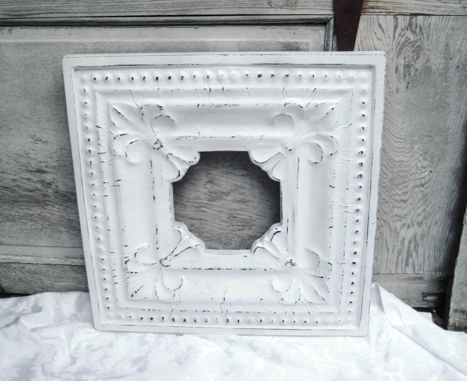 White Distressed Picture Frame Wide Decorative Large 50