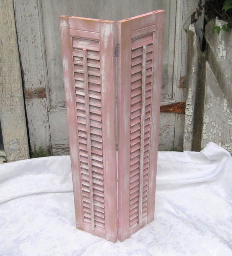 Vintage Wood Louvered Shutters Rustic Distressed Custom Etsy