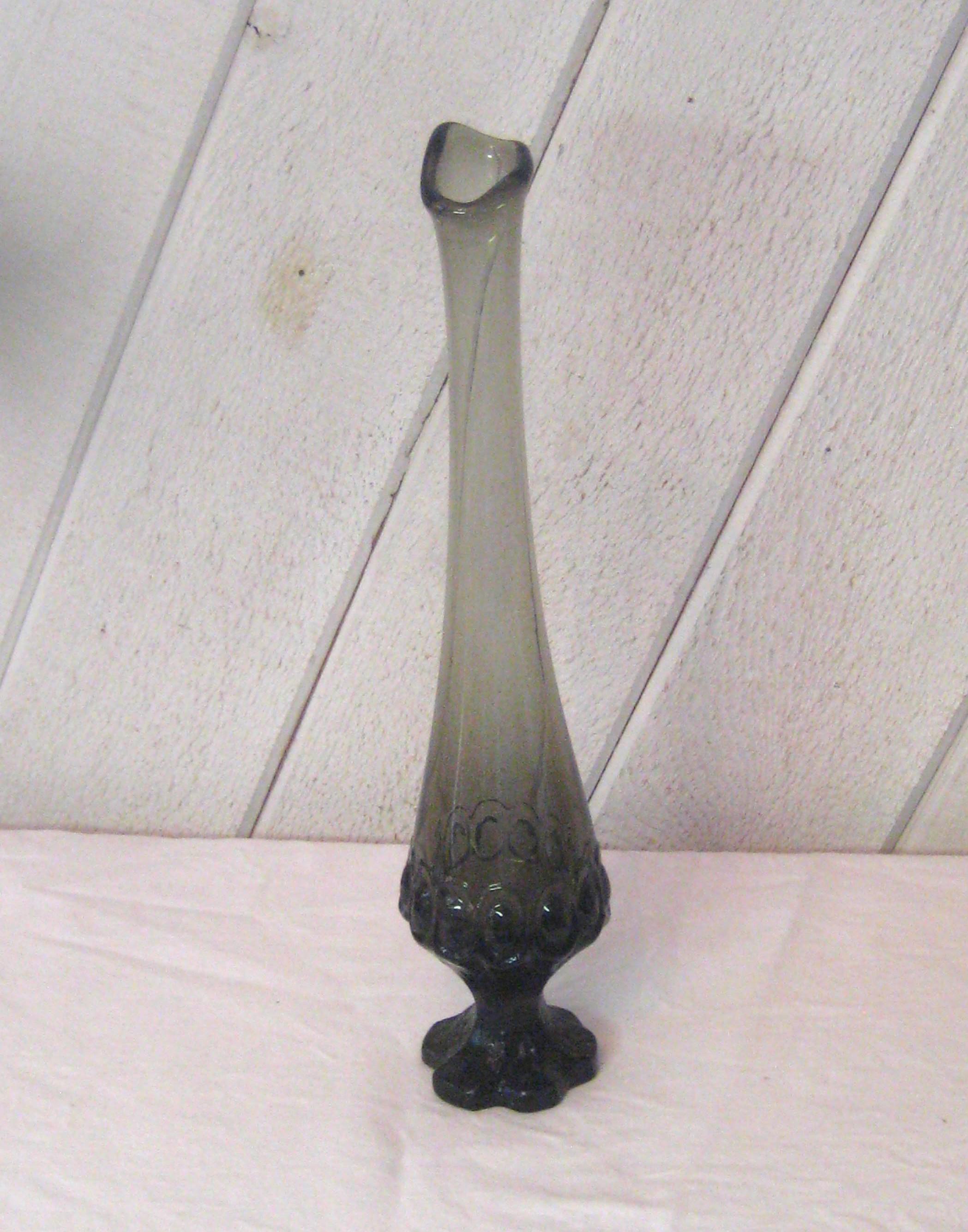 Vase Ancien En Verre Fumé Noir Style Déco Anneau – Rétro Et Décoratif