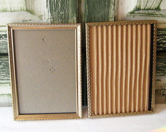 Pair of Brass Picture Frames, 5 X 7 Inches Portrait School Photo Gold