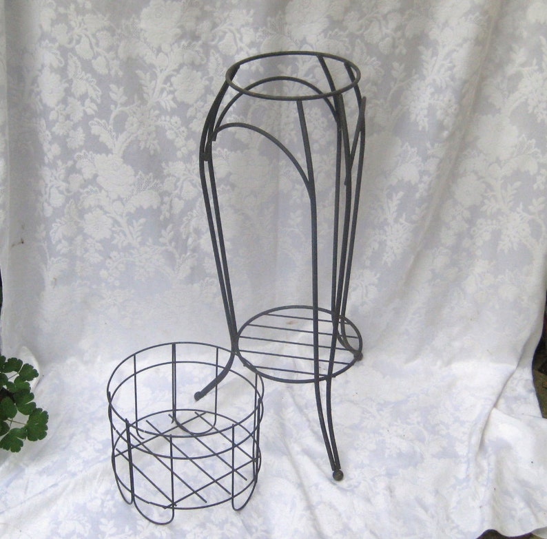 Wrought iron tall plant stand fern stand shabby farmhouse Etsy