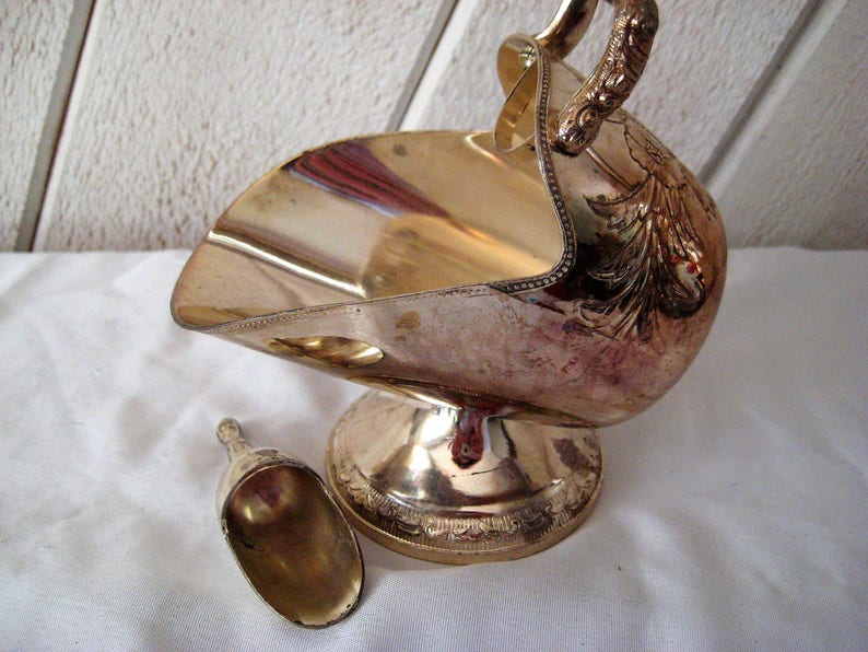 Vintage Sugar Scuttle Metal Sugar Bowl With Scoop Mid Etsy