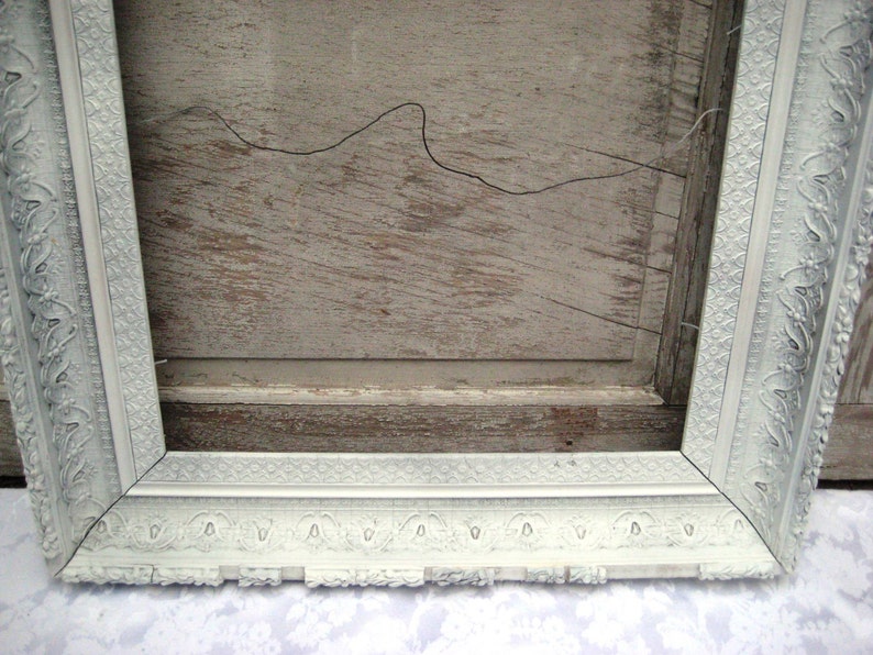Large White Antique Picture Frame Painted Frame Gesso Frame Etsy