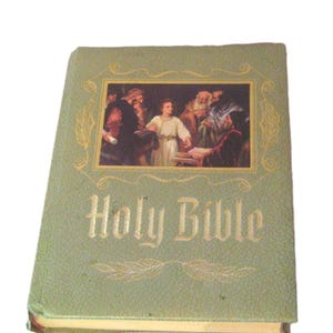 Vintage grote familie HEILIGE Bijbel, jaren 1970, King James Version, oude en nieuwe testament, religieus interieur, zware bijbel zonder schrijven