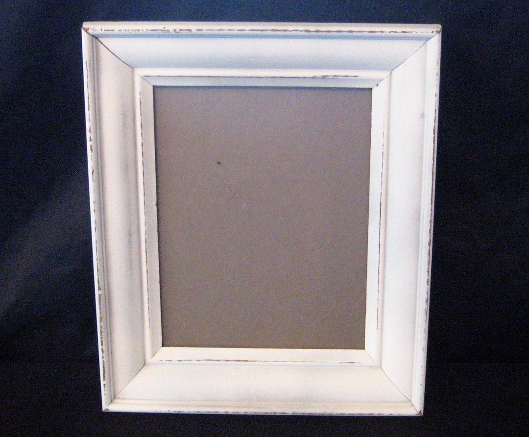 White Distressed Wood Picture Frame 8 X 10 Rustic Etsy