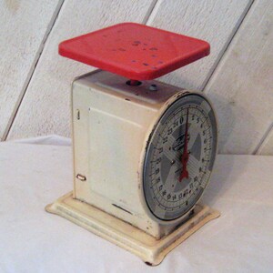 Antique Kitchen Scales, Red, Ivory, Silver, Polly Prim Food Scales ...