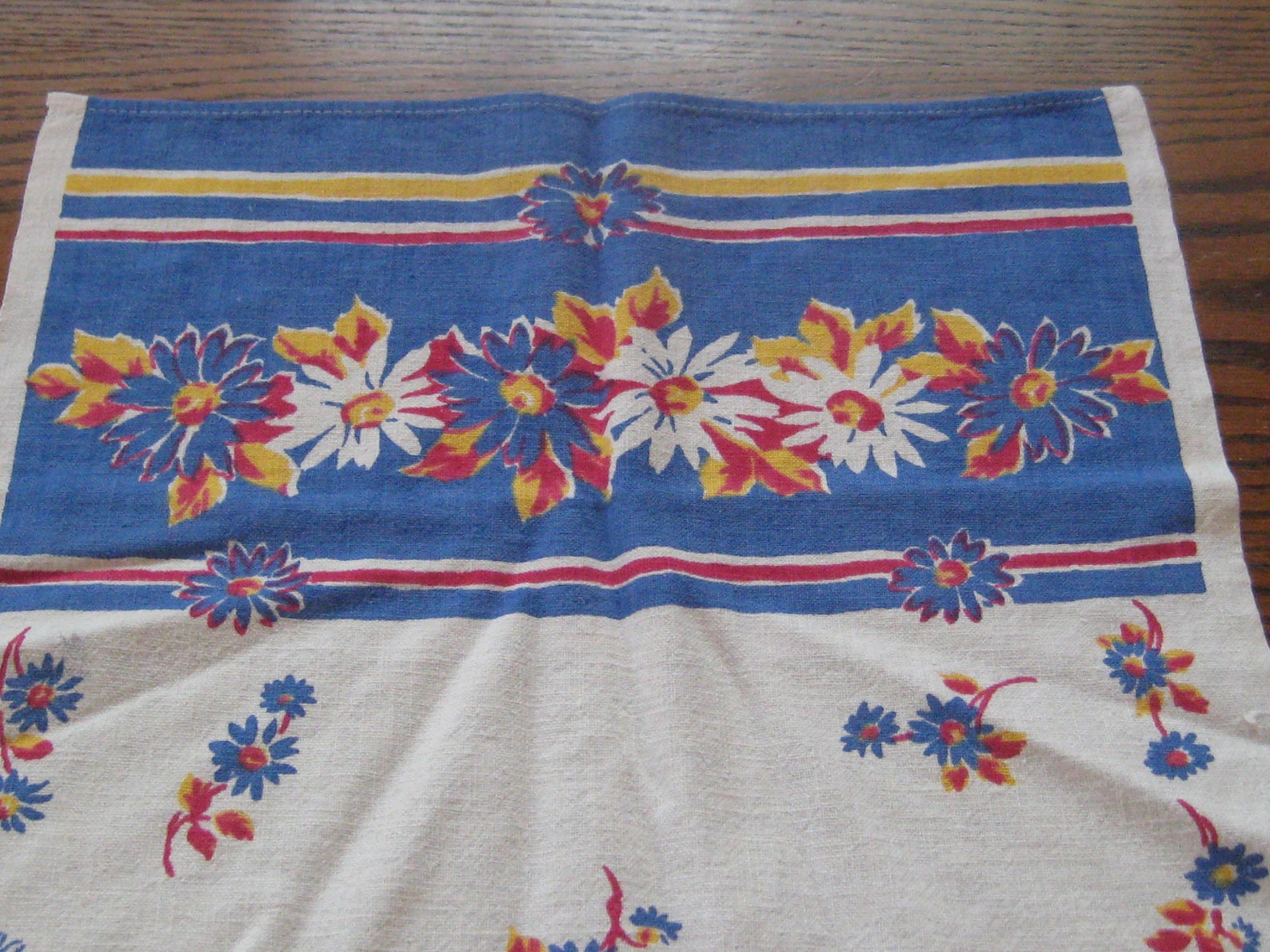 Antique Kitchen towel blue floral tea towel cotton linen | Etsy