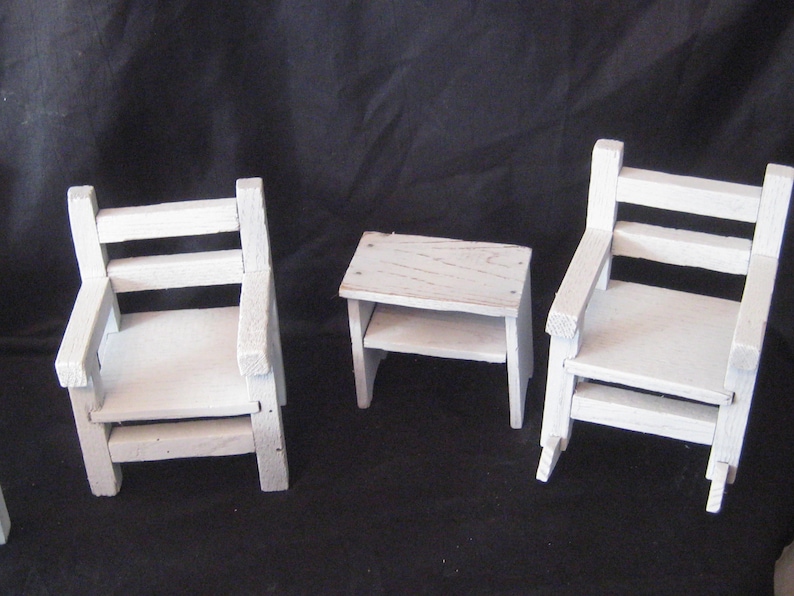 White wood doll furniture kitchen table chair end table Etsy
