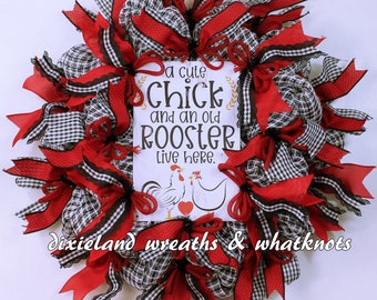 Chicken Wreath, Rooster Wreath, Farmhouse Wreath, Funny Wreath, Everyday Wreath. Front Door Wreath, A Cute Chick, An Old Rooster Wreath