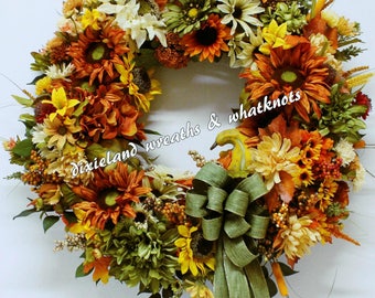 Fall Floral Grapevine Wreath, Autumn Door Decor