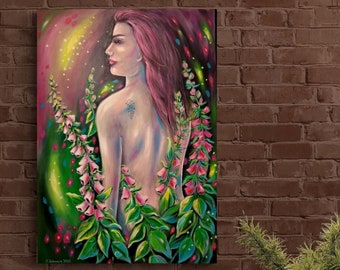 FINGERHUT-NYMPHE - künstlerisches Frauengemälde mit Fingerhüten 65cmx92cm -  Acrylmalerei Christiane Schwarz