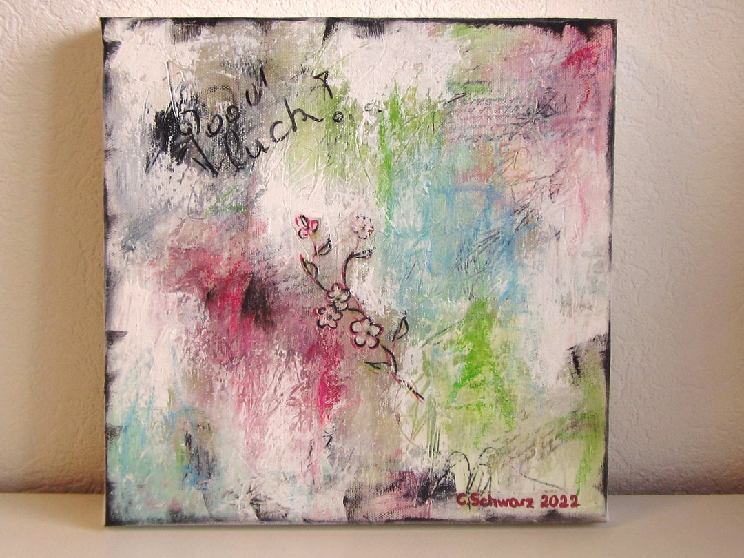 GOOD LUCK - Abstract Canvas Artwork on 3.5cm Thick Gallery Frame ...