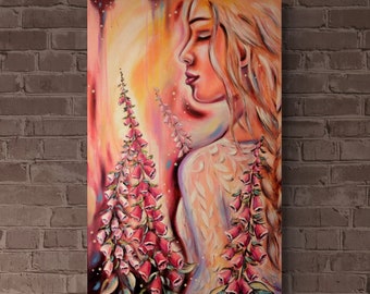 Inner Strengh and Grace - künstlerisches Frauengemälde mit Fingerhüten 60cmx92cm von Christiane Schwarz